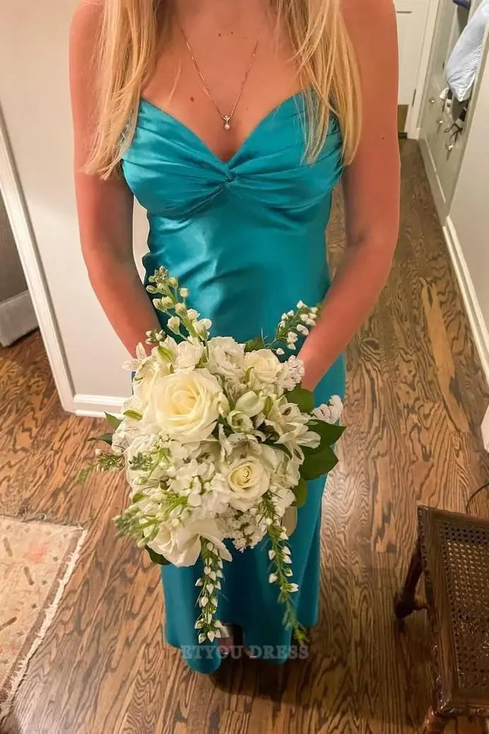 Mermaid V Neck Satin formal dresses Bridesmaid Dresses evening gown Prom Dress